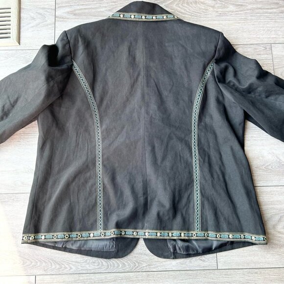 Vintage ANN CARSON Linen Blend Denim Embroidered Sequins  Western Jacket - Picture 13 of 16